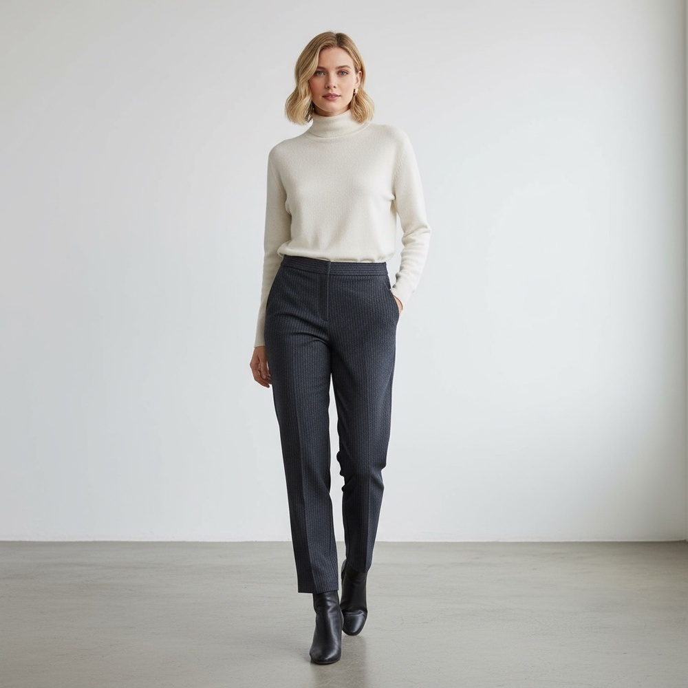 Theory Treeca Fairfield Knit Pinstripe Ankle Pants Women's Size 10 - Picture 13 of 14
